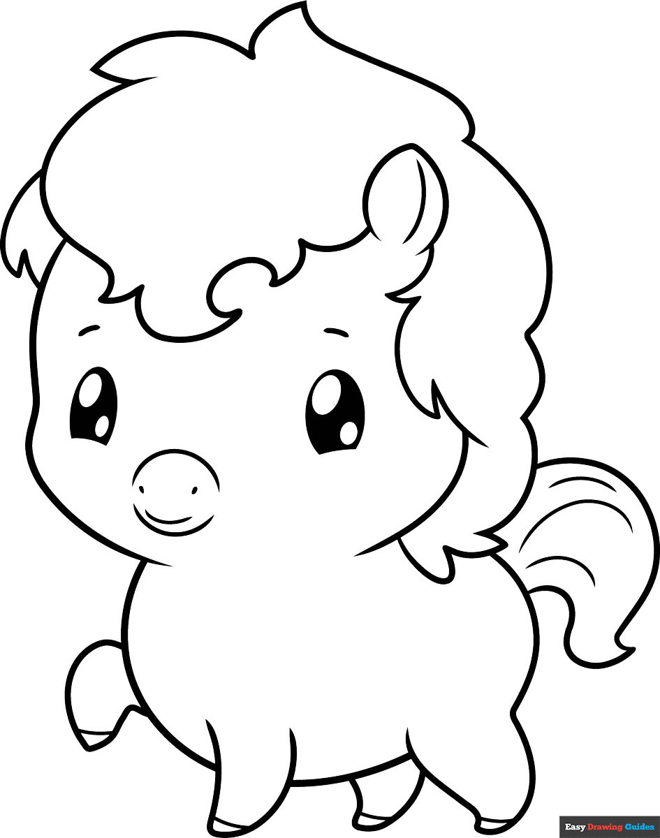 Free printable chibi horse coloring page