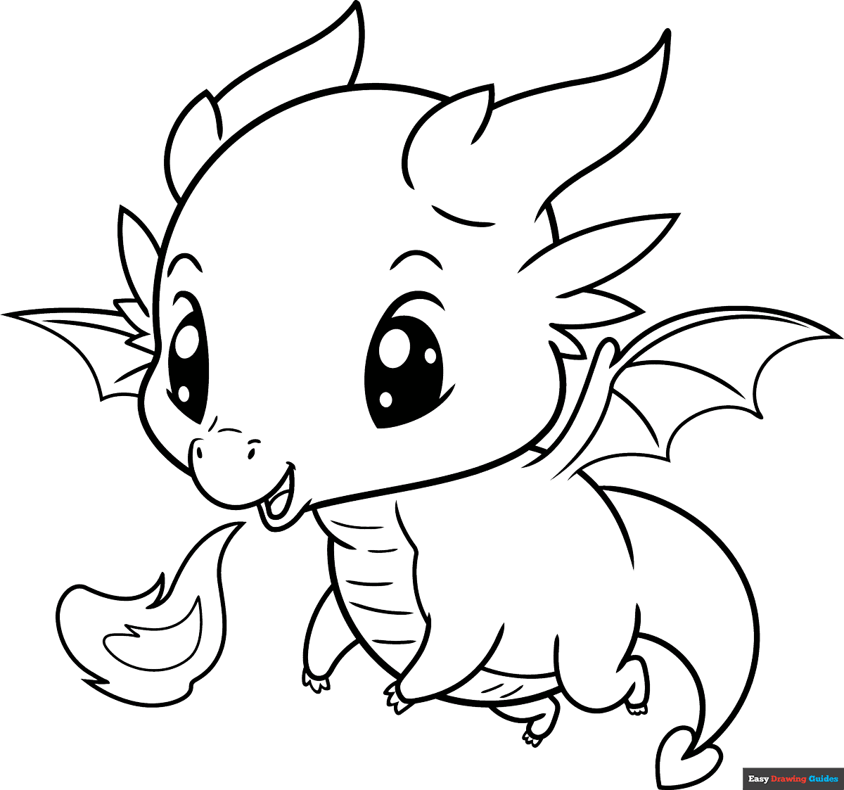 Free printable chibi dragon coloring page