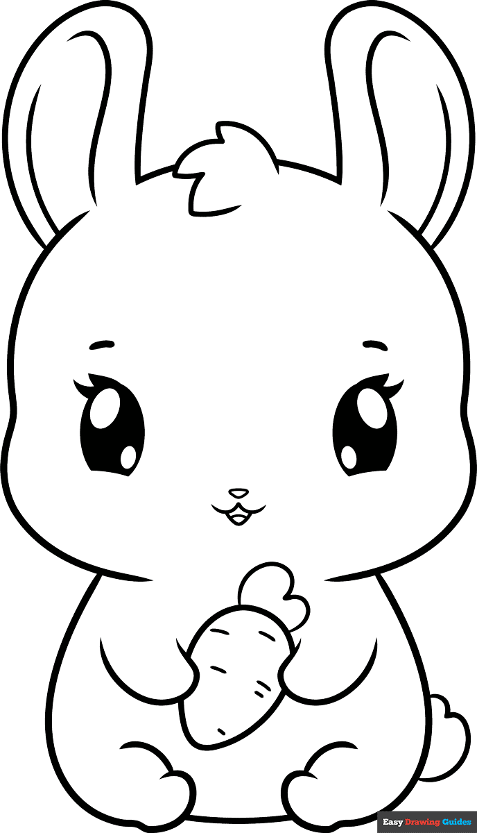Free printable chibi bunny coloring page