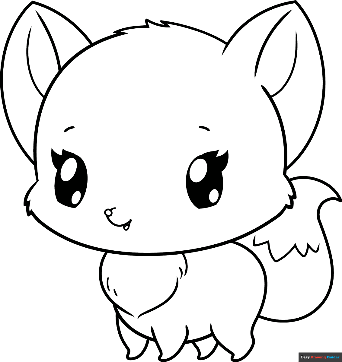 Free printable chibi fox coloring page