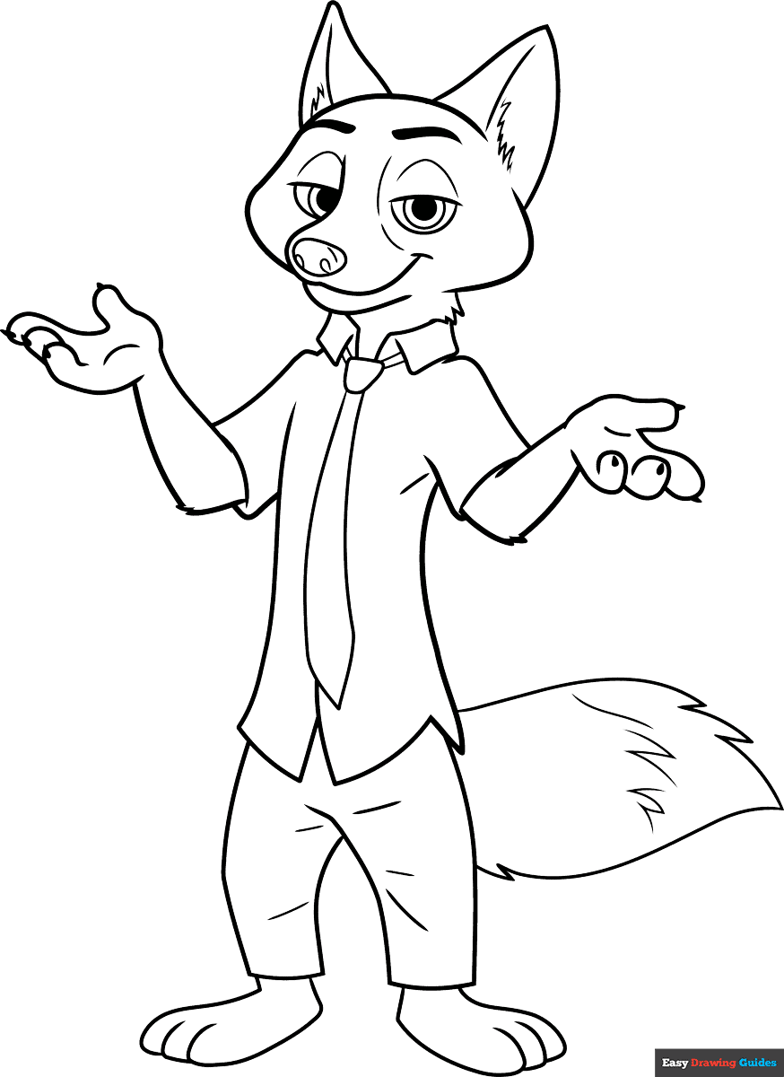 Free printable nick Wilde coloring page