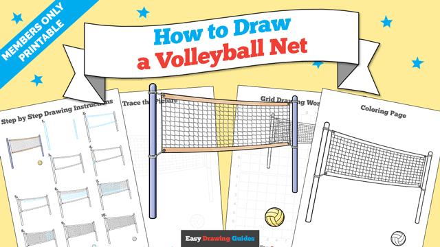 How to Draw a Volleyball Net Printable Thumbnail