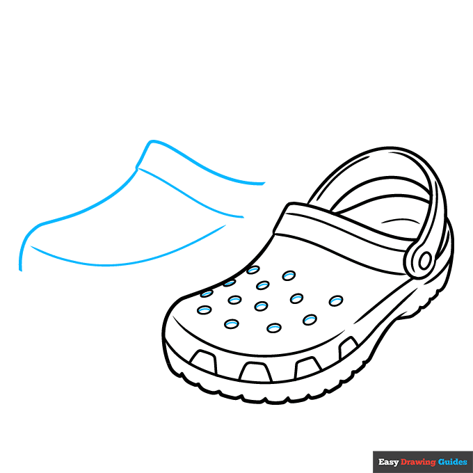 Crocs step-by-step drawing tutorial: step 6