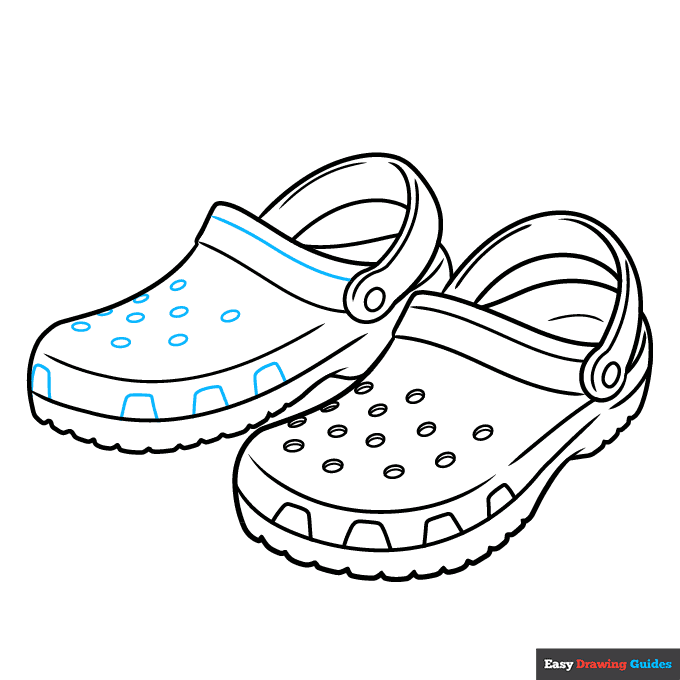 Crocs step-by-step drawing tutorial: step 9