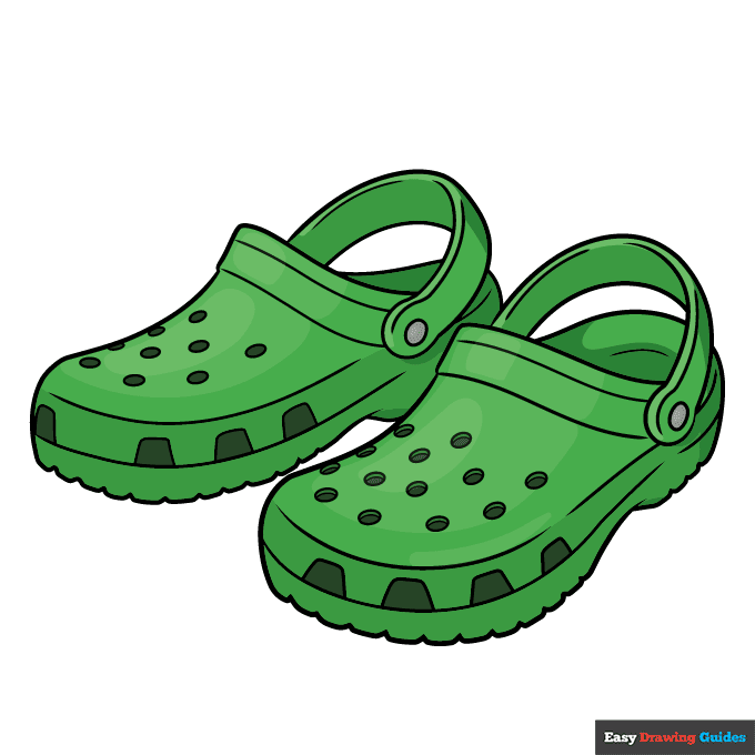 Crocs step-by-step drawing tutorial: step 10
