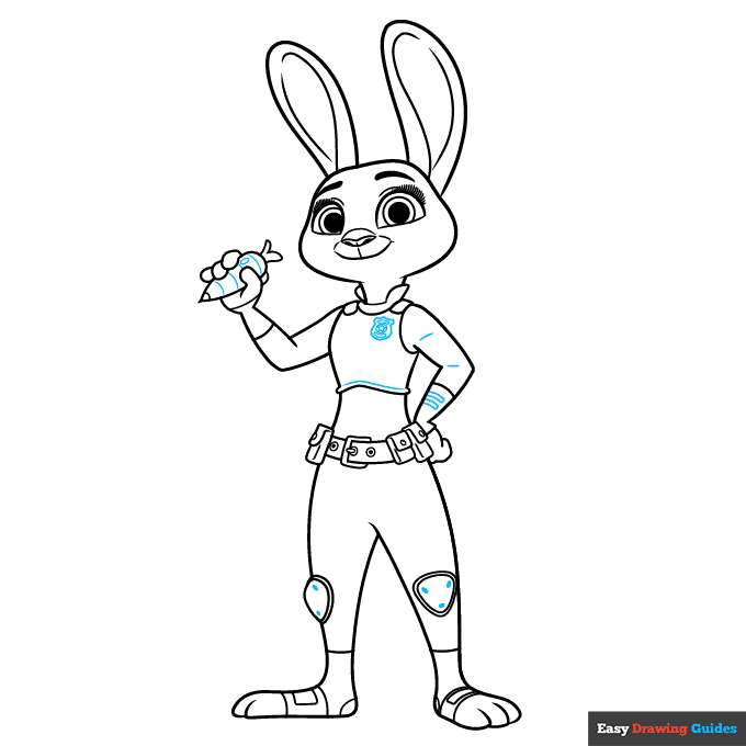 Judy Hopps from Zootopia step-by-step drawing tutorial: step 9