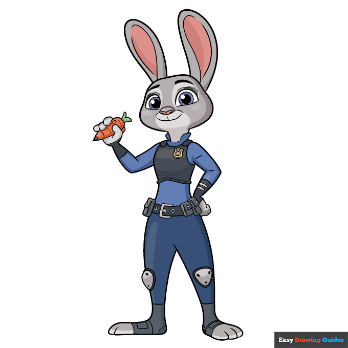 Judy Hopps from Zootopia step-by-step drawing tutorial: step 10