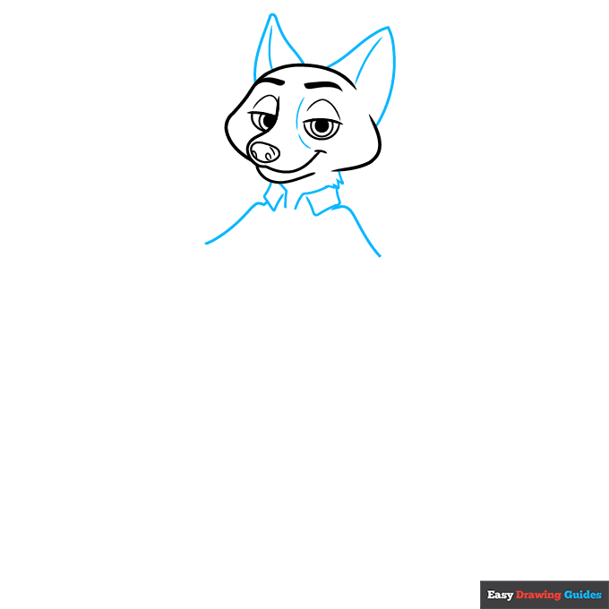 Nick Wilde from Zootopia step-by-step drawing tutorial: step 3