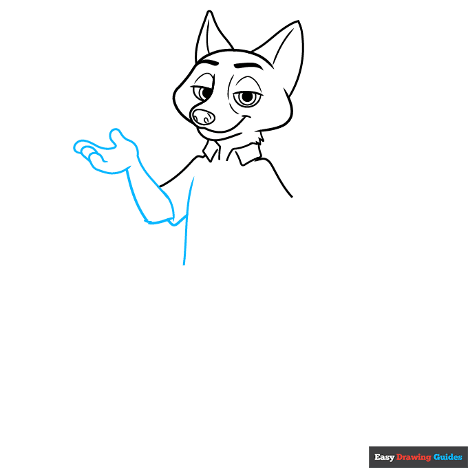 Nick Wilde from Zootopia step-by-step drawing tutorial: step 4