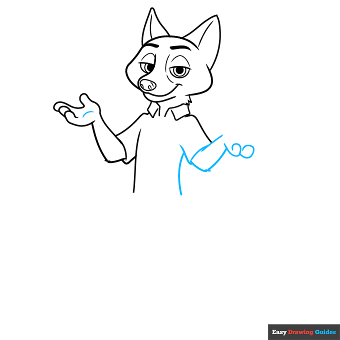 Nick Wilde from Zootopia step-by-step drawing tutorial: step 5