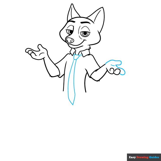 Nick Wilde from Zootopia step-by-step drawing tutorial: step 6