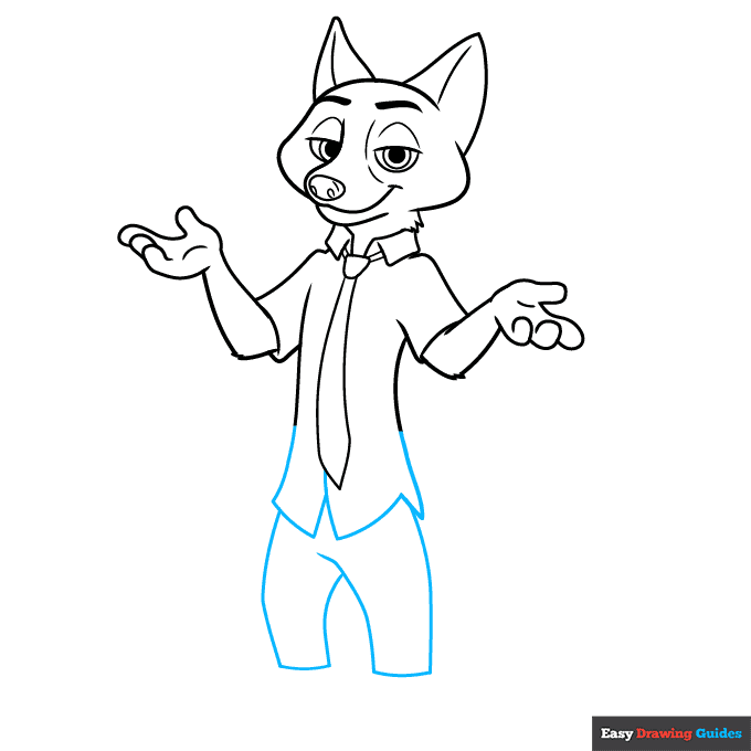 Nick Wilde from Zootopia step-by-step drawing tutorial: step 7