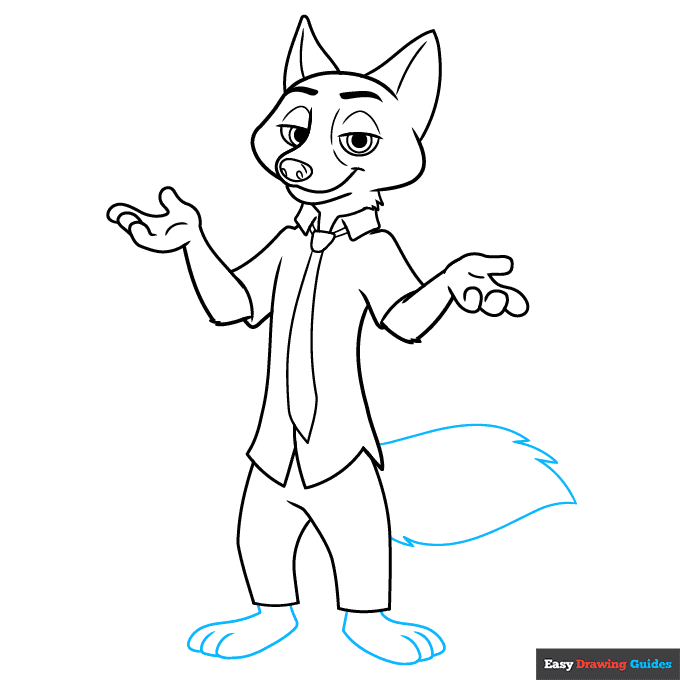 Nick Wilde from Zootopia step-by-step drawing tutorial: step 8