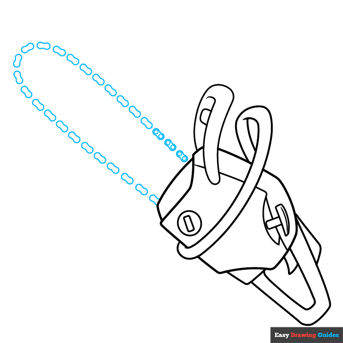 Chainsaw step-by-step drawing tutorial: step 6