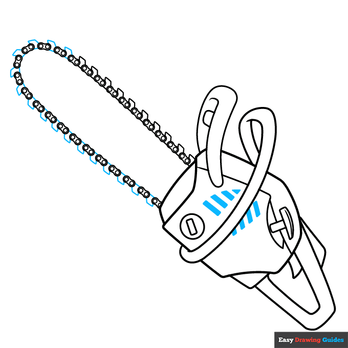 Chainsaw step-by-step drawing tutorial: step 8