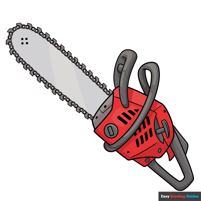 Chainsaw step-by-step drawing tutorial: step 10