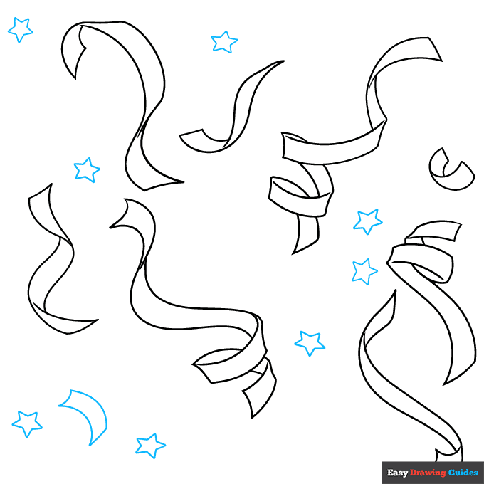 Confetti step-by-step drawing tutorial: step 8