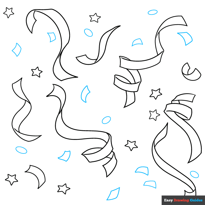 Confetti step-by-step drawing tutorial: step 9