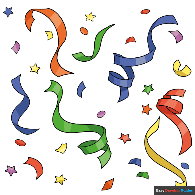 Confetti step-by-step drawing tutorial: step 10