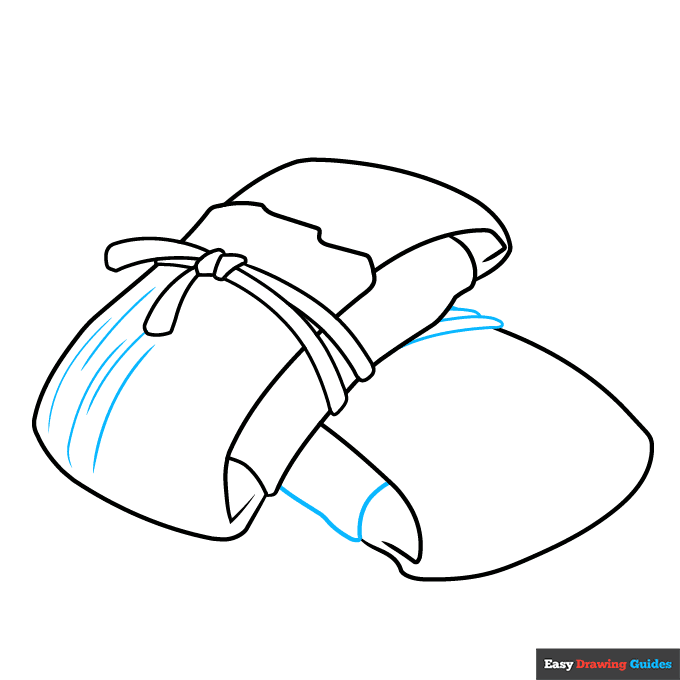 Tamales step-by-step drawing tutorial: step 6