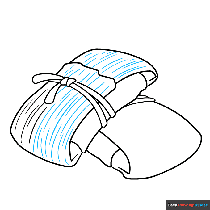 Tamales step-by-step drawing tutorial: step 7