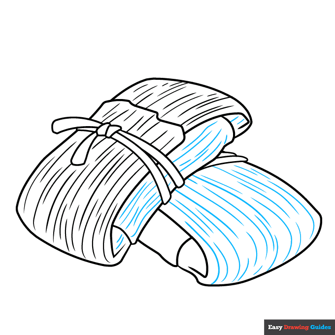 Tamales step-by-step drawing tutorial: step 8