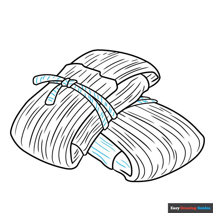 Tamales step-by-step drawing tutorial: step 9