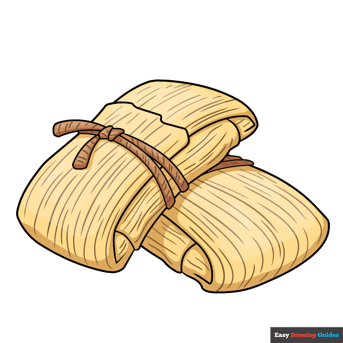 Tamales step-by-step drawing tutorial: step 10
