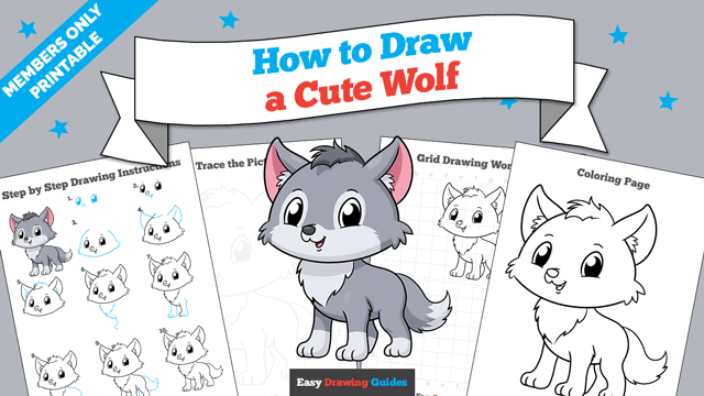How to Draw a Cute Wolf Printable Thumbnail