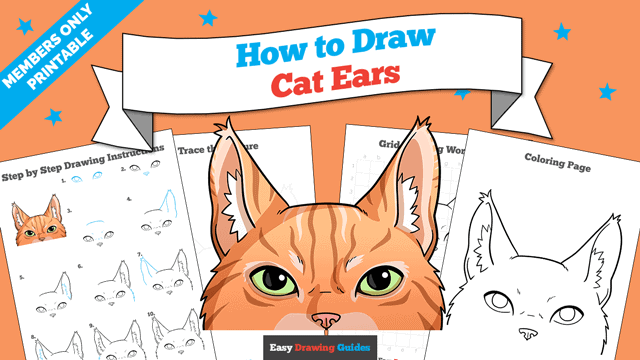 How to Draw Cat Ears Printable Thumbnail