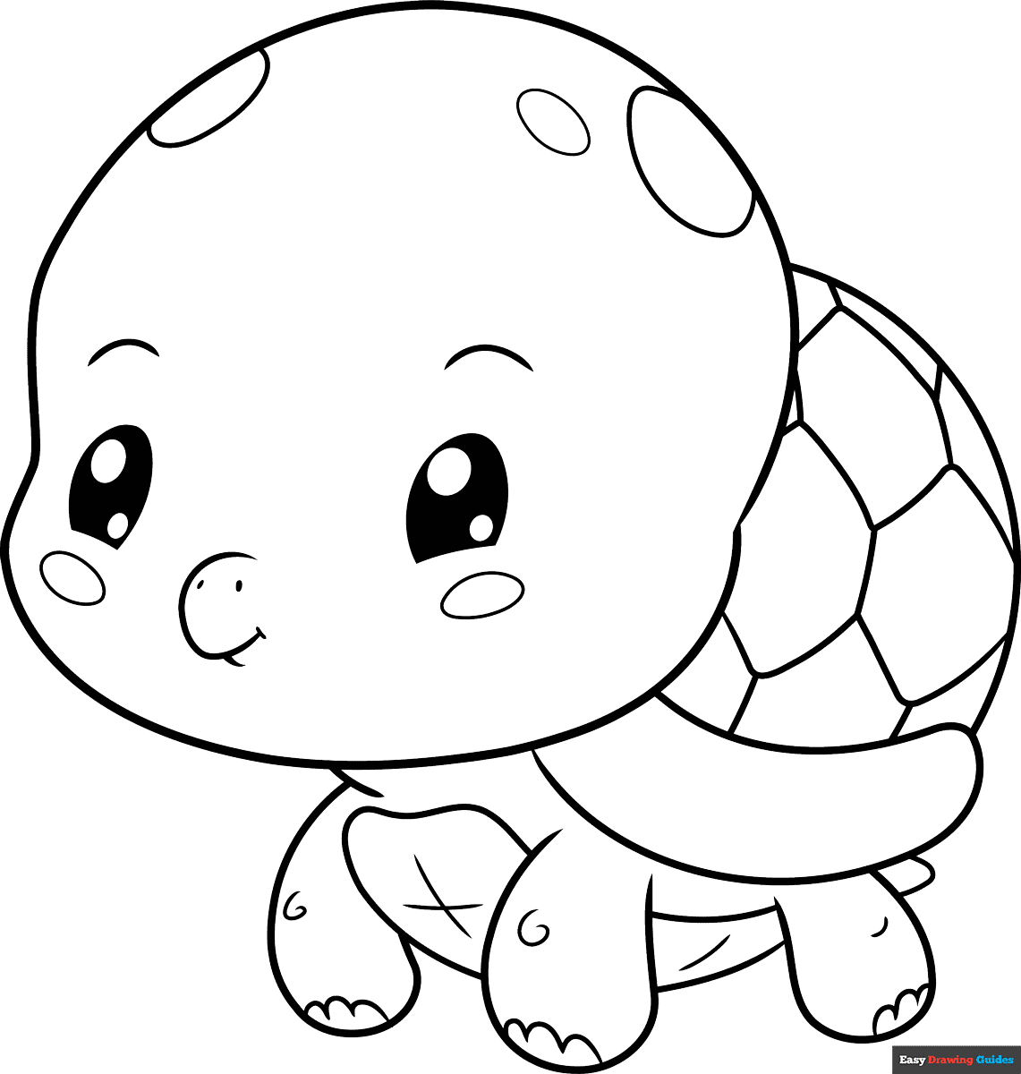 Free printable chibi turtle coloring page