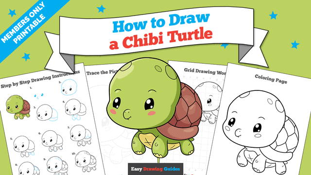 How to Draw a Chibi Turtle Printable Thumbnail