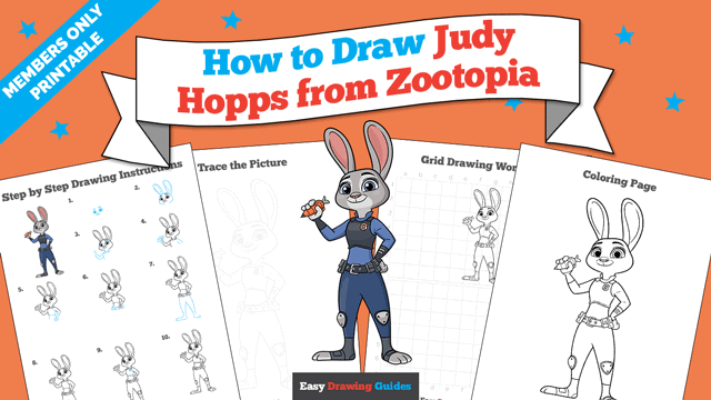 How to Draw Judy Hopps from Zootopia Printable Thumbnail