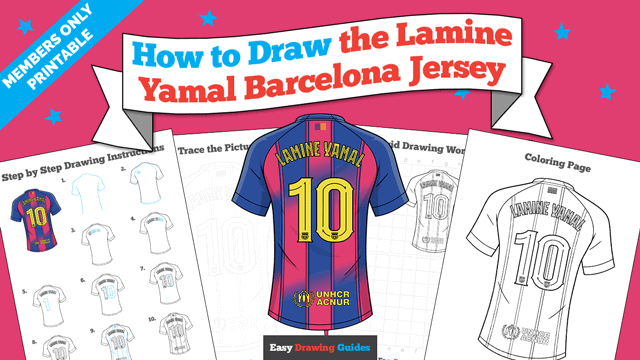 How to Draw the Lamine Yamal Barcelona Jersey Printable Thumbnail