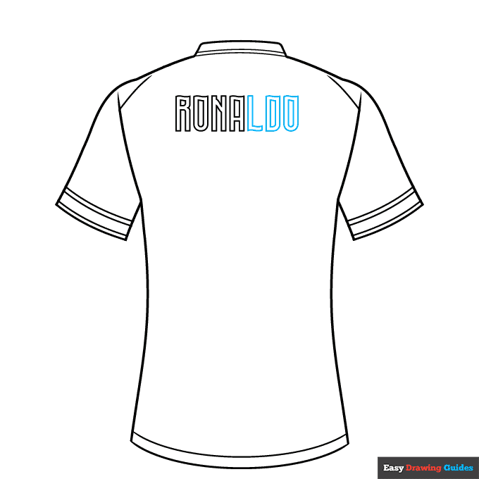Cristiano Ronaldo Portugal Jersey step-by-step drawing tutorial: step 5