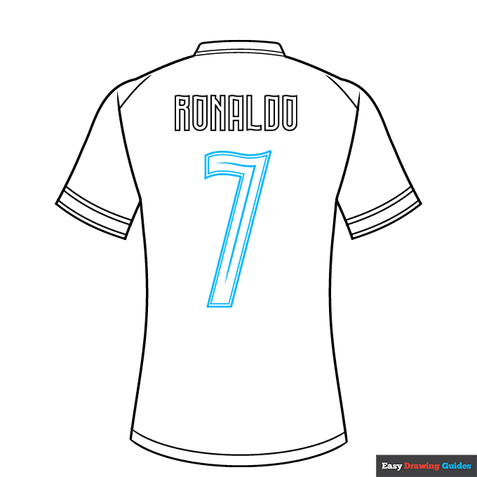 Cristiano Ronaldo Portugal Jersey step-by-step drawing tutorial: step 6