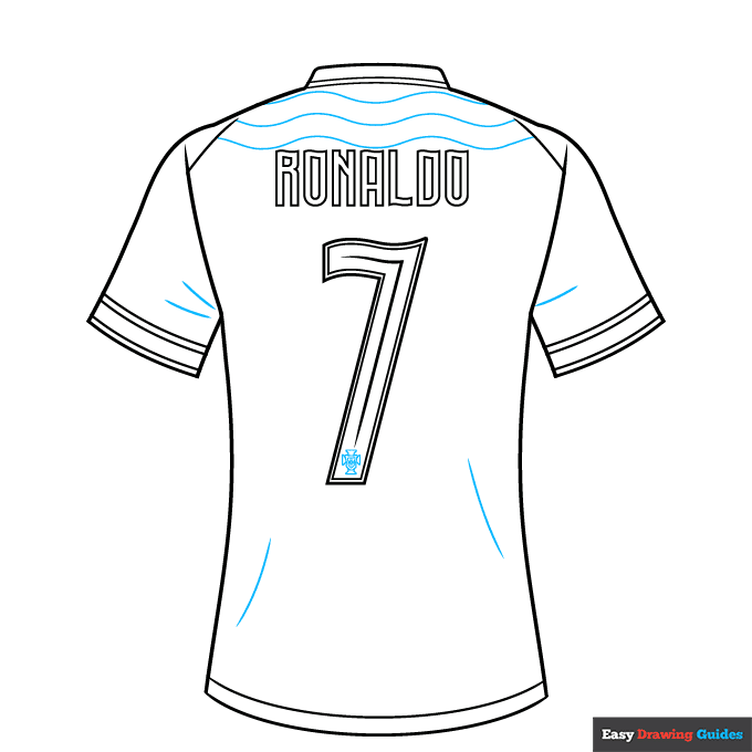 Cristiano Ronaldo Portugal Jersey step-by-step drawing tutorial: step 7