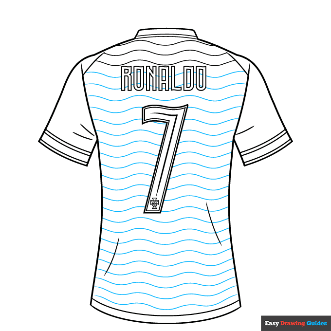 Cristiano Ronaldo Portugal Jersey step-by-step drawing tutorial: step 8