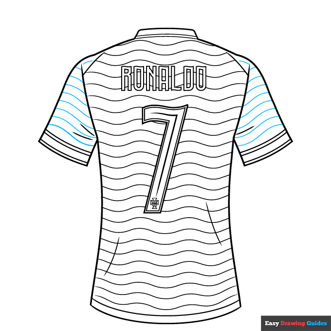 Cristiano Ronaldo Portugal Jersey step-by-step drawing tutorial: step 9