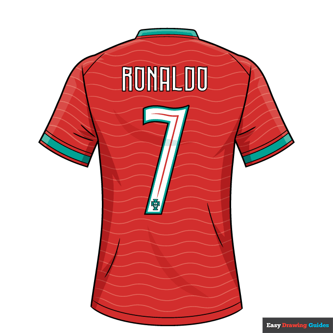 Cristiano Ronaldo Portugal Jersey step-by-step drawing tutorial: step 10