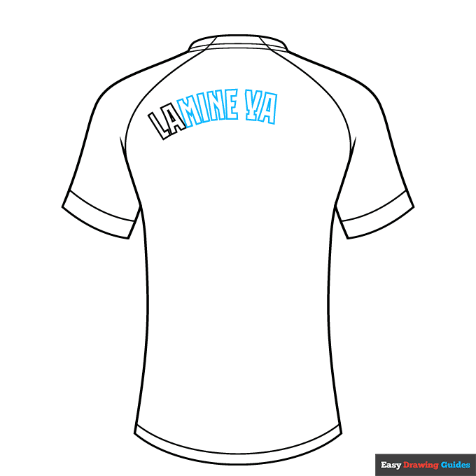 Lamine Yamal Barcelona Jersey step-by-step drawing tutorial: step 3