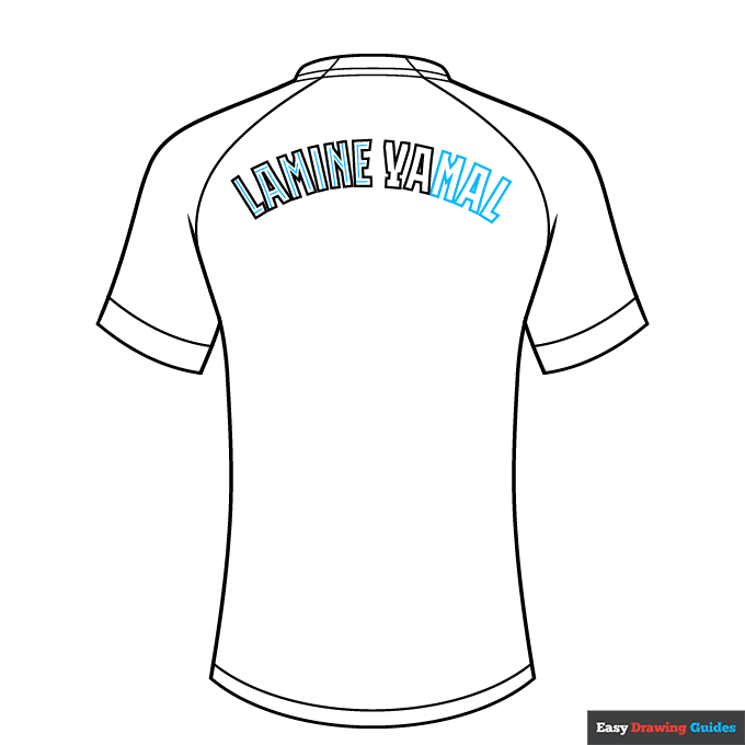 Lamine Yamal Barcelona Jersey step-by-step drawing tutorial: step 4