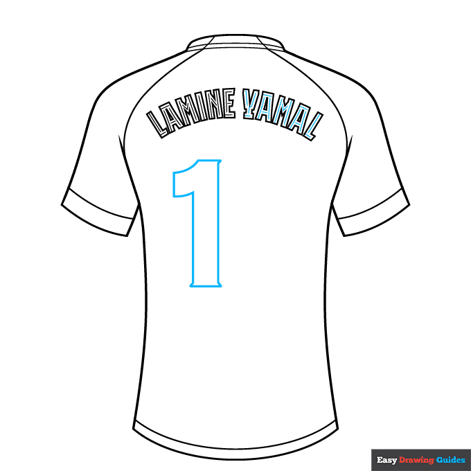 Lamine Yamal Barcelona Jersey step-by-step drawing tutorial: step 5