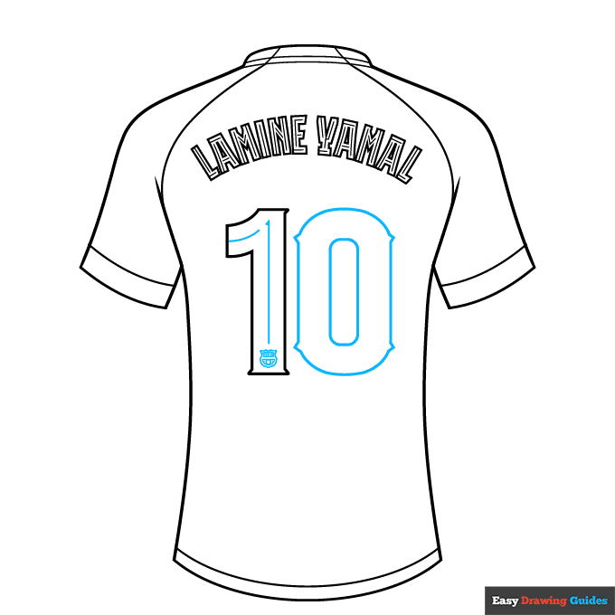 Lamine Yamal Barcelona Jersey step-by-step drawing tutorial: step 6