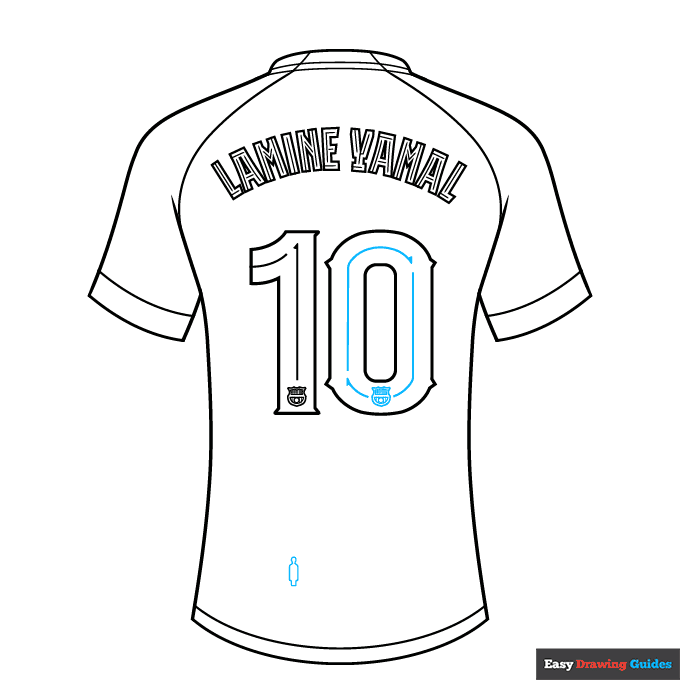 Lamine Yamal Barcelona Jersey step-by-step drawing tutorial: step 7