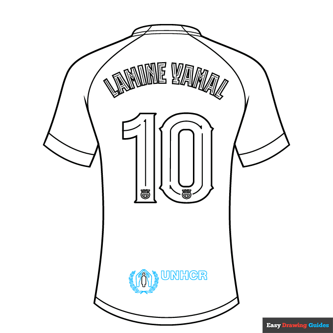Lamine Yamal Barcelona Jersey step-by-step drawing tutorial: step 8