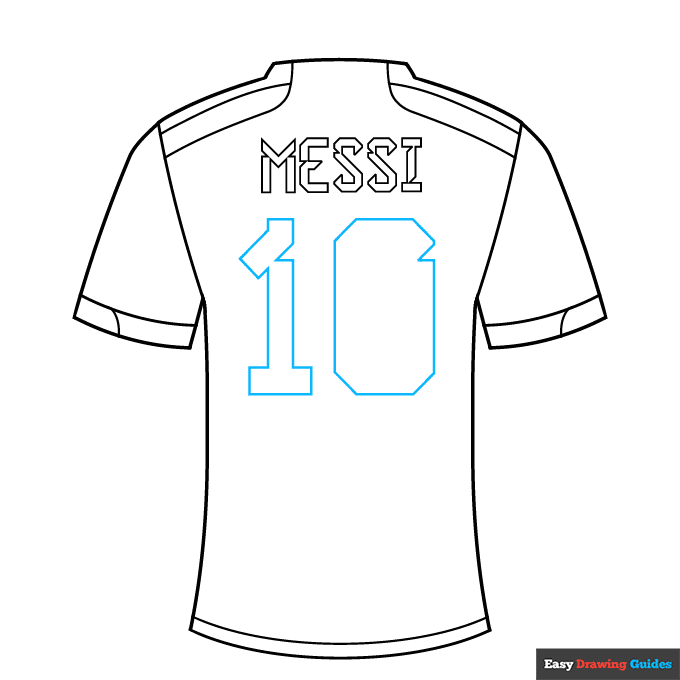 Lionel Messi Argentina Jersey step-by-step drawing tutorial: step 7