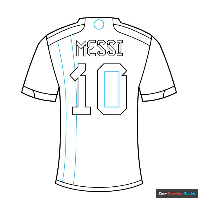 Lionel Messi Argentina Jersey step-by-step drawing tutorial: step 8