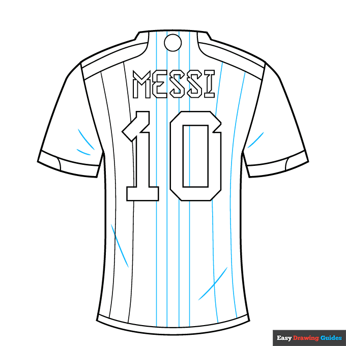Lionel Messi Argentina Jersey step-by-step drawing tutorial: step 9