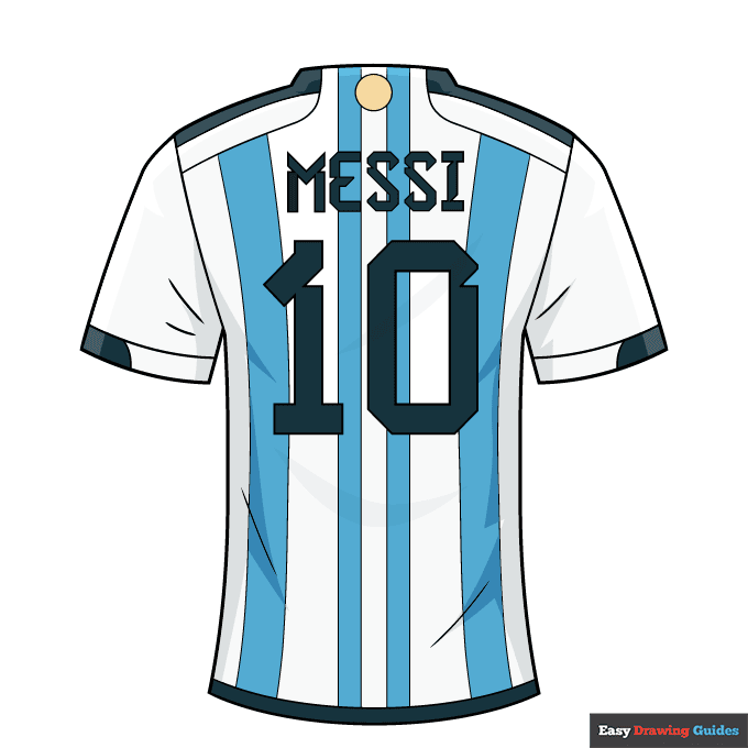 Lionel Messi Argentina Jersey step-by-step drawing tutorial: step 10